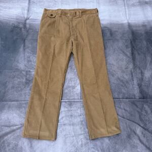 Vintage 70's Brown Tan Cords Corduroy Bootcut Slacks Western Pants Sz 36 x 30